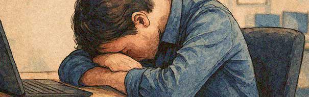 Mann mit erkanntem Burnout