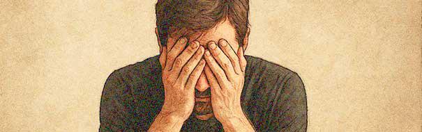 Mann braucht Hilfe bei Burnout